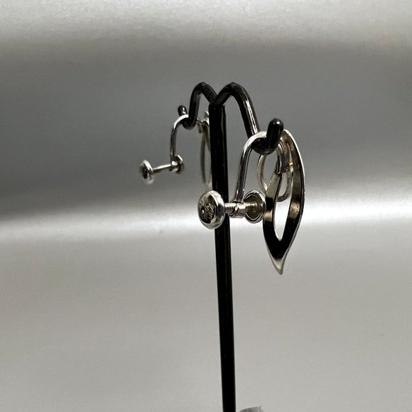 Van Dell Vintage Textured Sterling Silver Screw Back Earring EUC - Picture 9 of 12